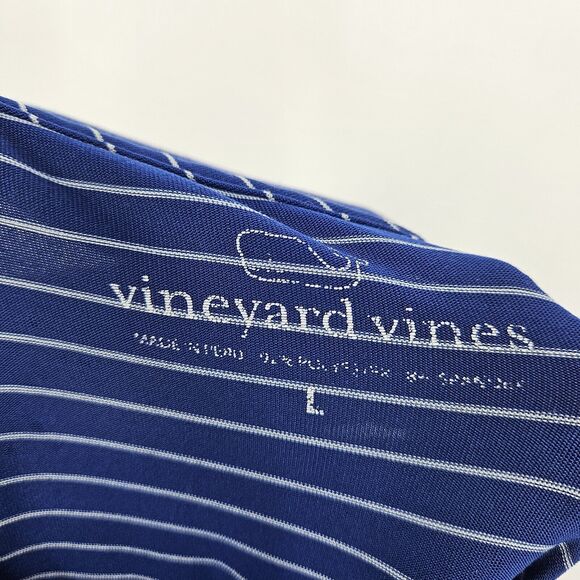 Vineyard Vines Shirt Mens Large Polo Short Sleeve Casual Preppy Striped Blue - Picture 9 of 10